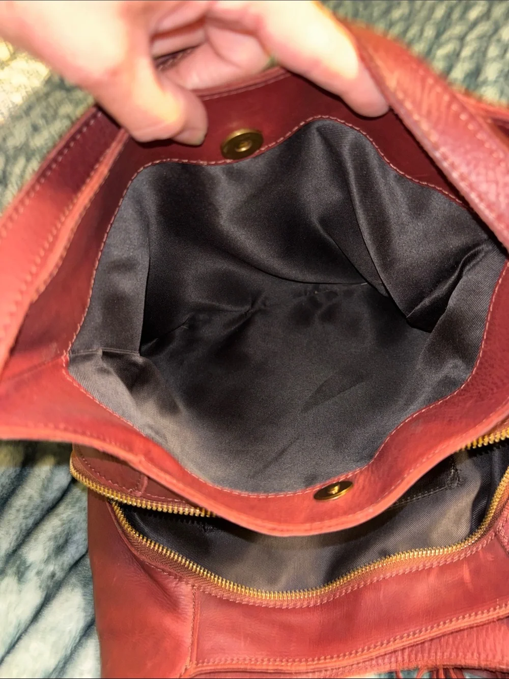 Margot New York Burgundy Genuine Leather Hobo Shoulder Bag with Tassel